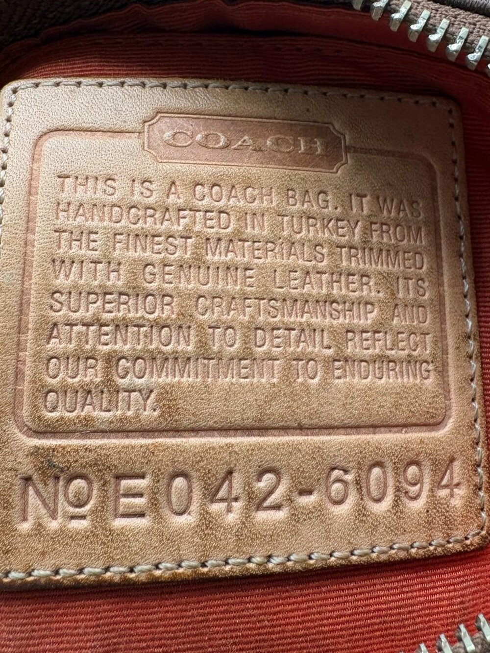 Vintage Coach Signature Demi Bag Jacquard Tan Leather Baguette 6094 Y2K - Picture 5 of 9
